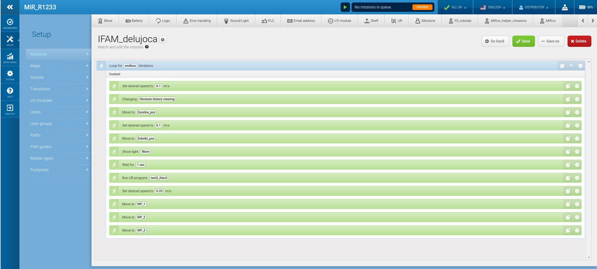 web interface mission designer